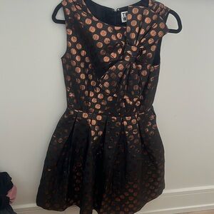 TWO BY WHIT (Anthropologie) size 6 copper polka dot short sleeveless party dress